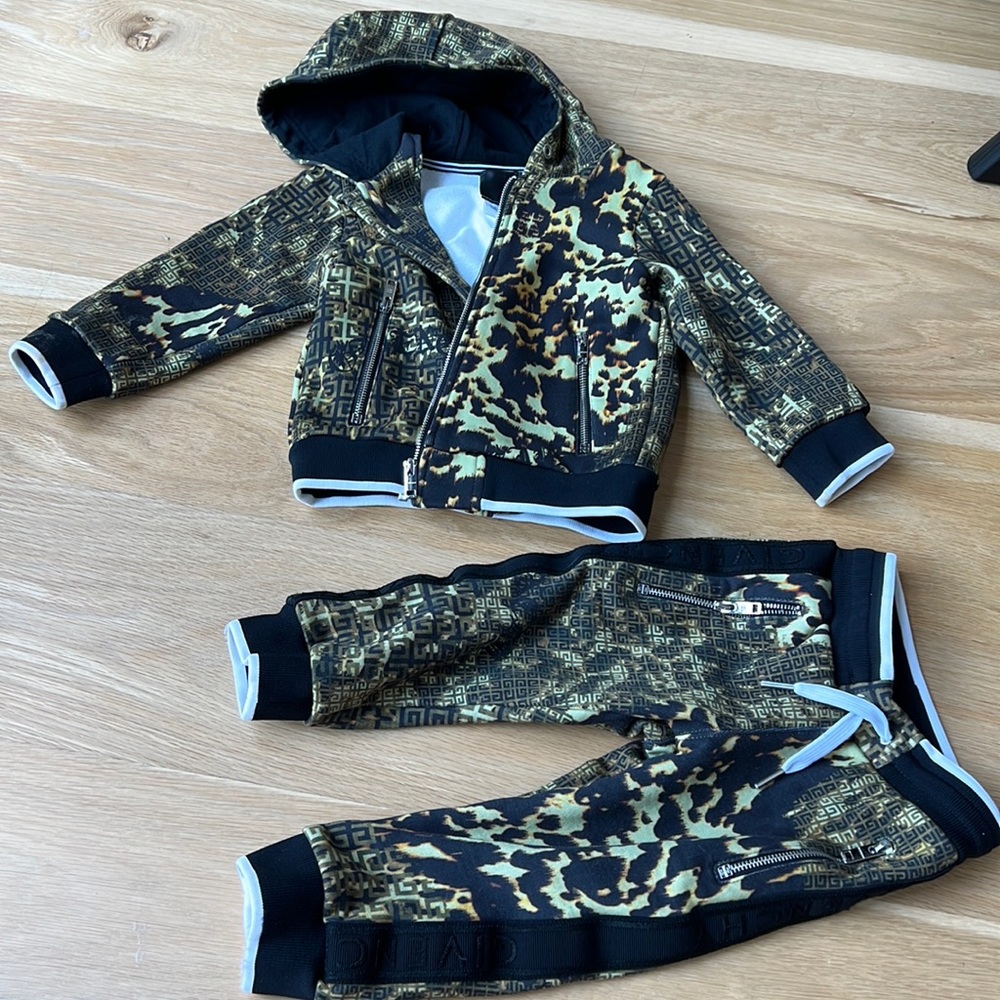 Authentic Givenchy Leopard Camouflage Logo Print Track Suit